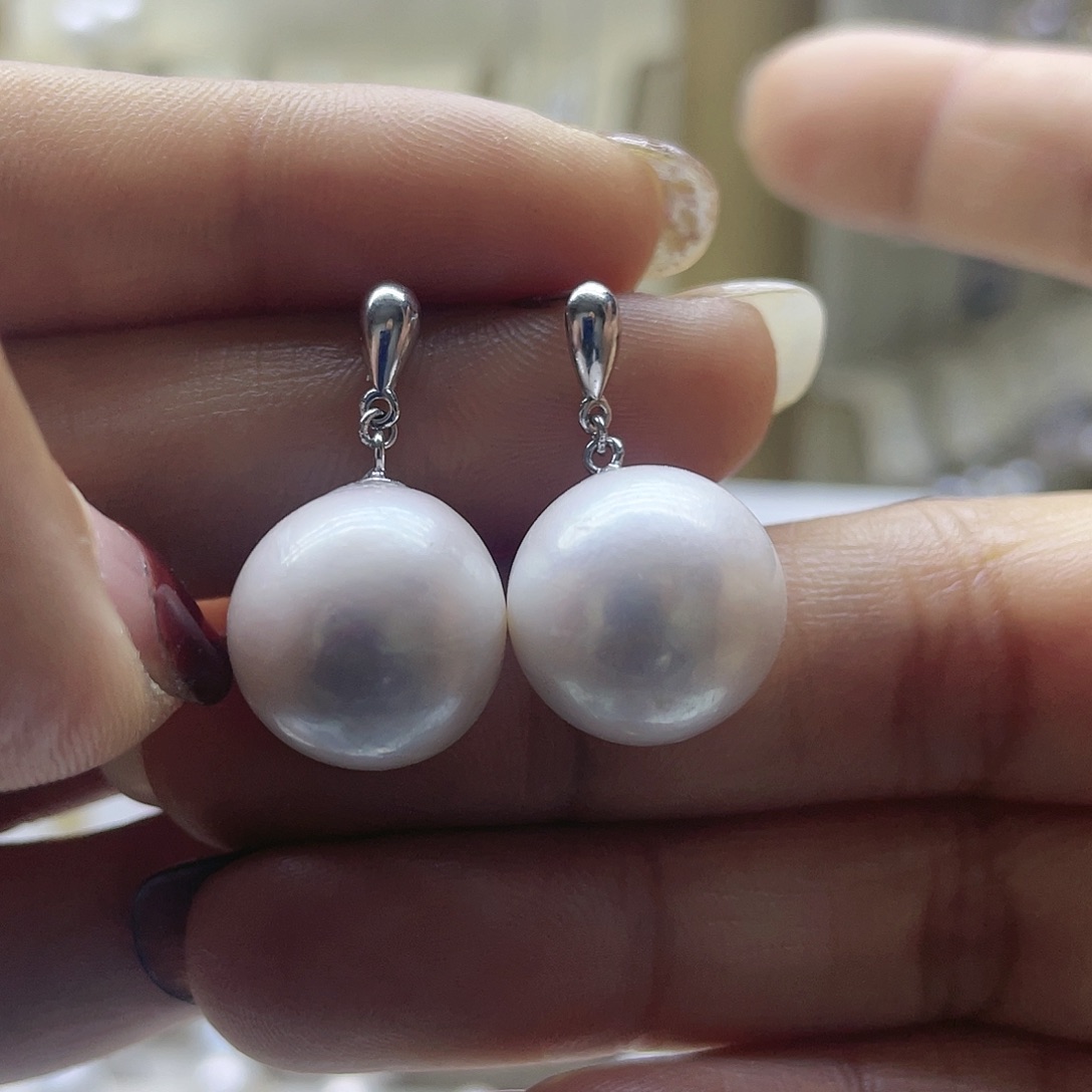 淡水珍珠耳饰银S925镶嵌