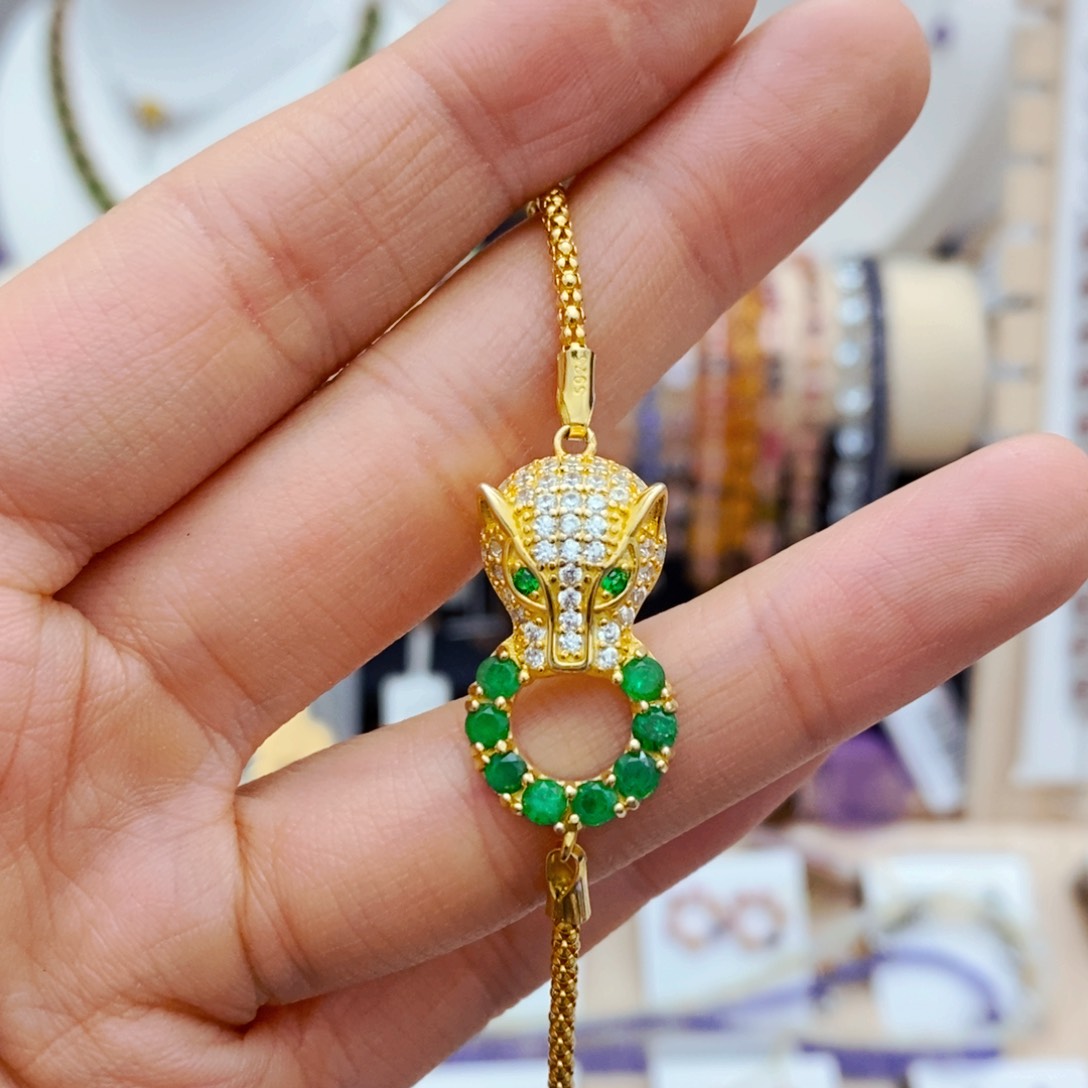 祖母绿手链银S925镶嵌