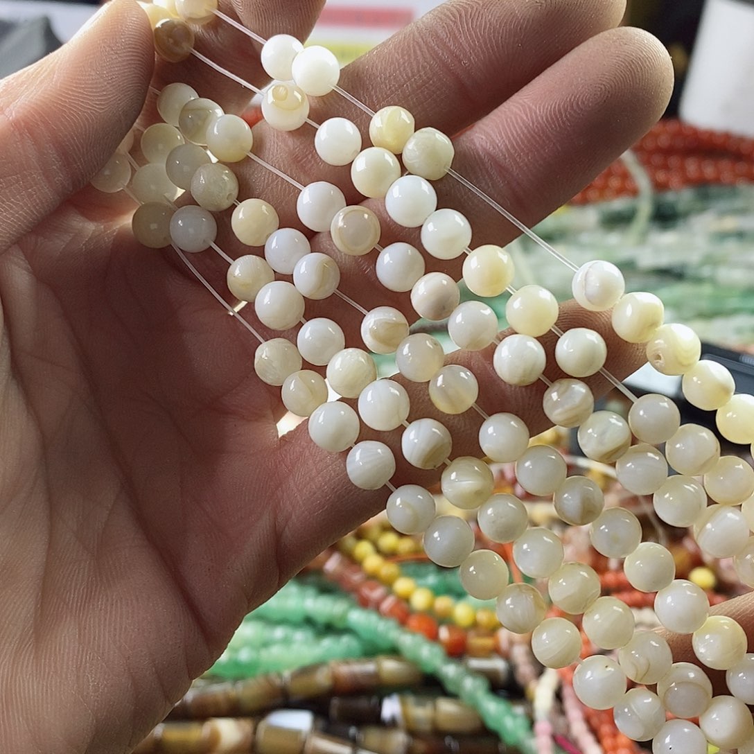 玛瑙/玉髓珠宝半成品合金一条天然6mm淡水贝壳E27