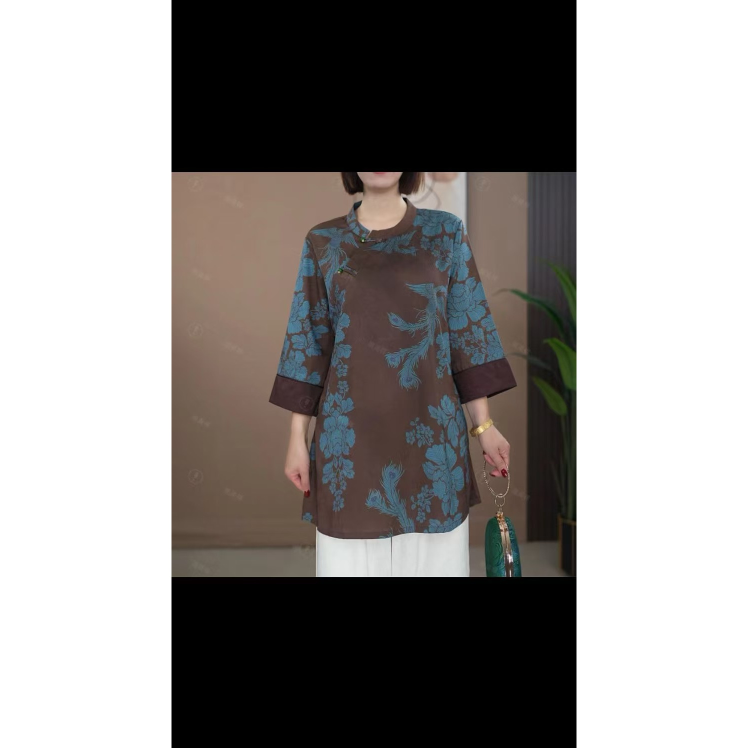 56-夏季大码裙子 蓝凤奥黛