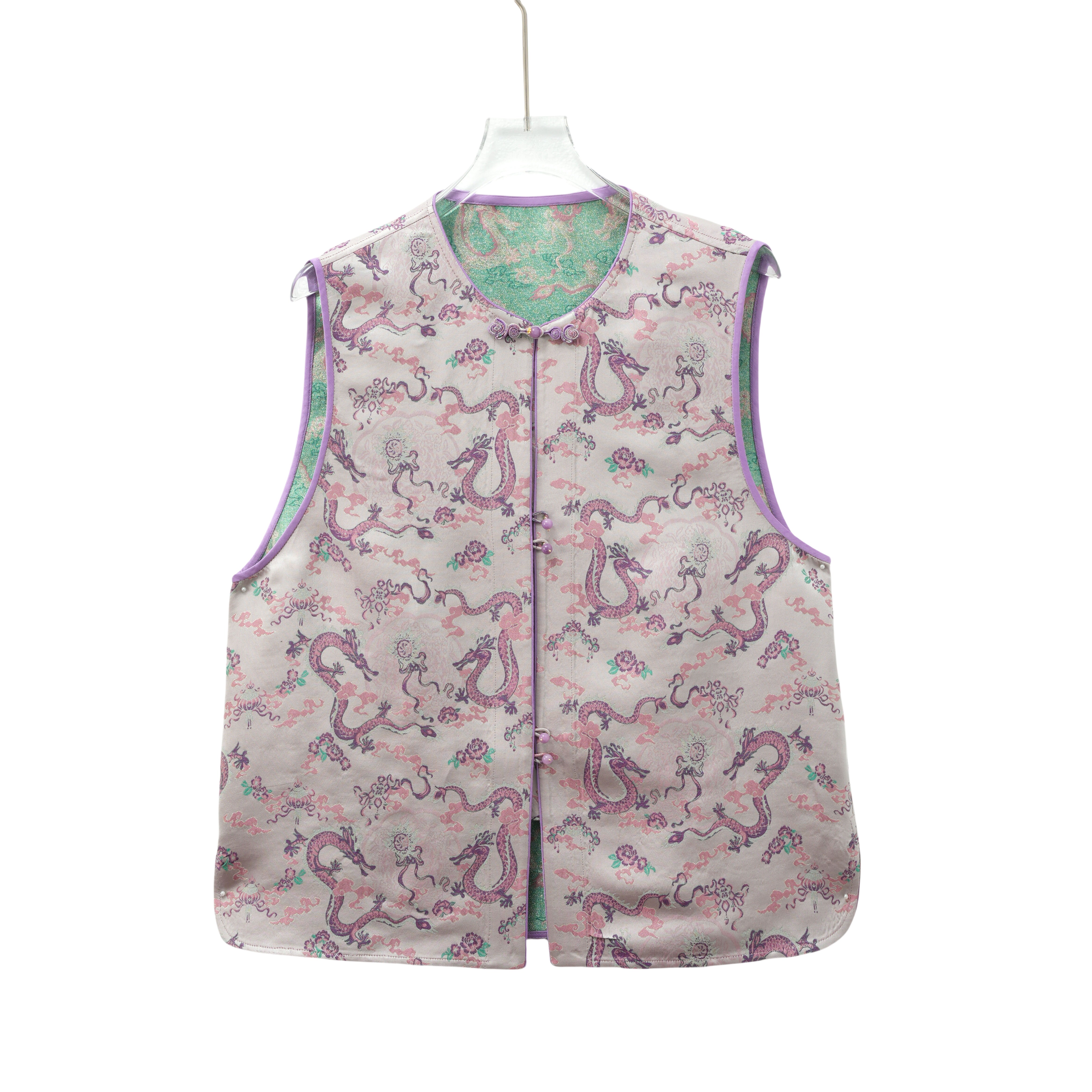 栀梦-YZ256601新中式宋锦桑蚕丝复古时尚百搭中国风气质马甲女装