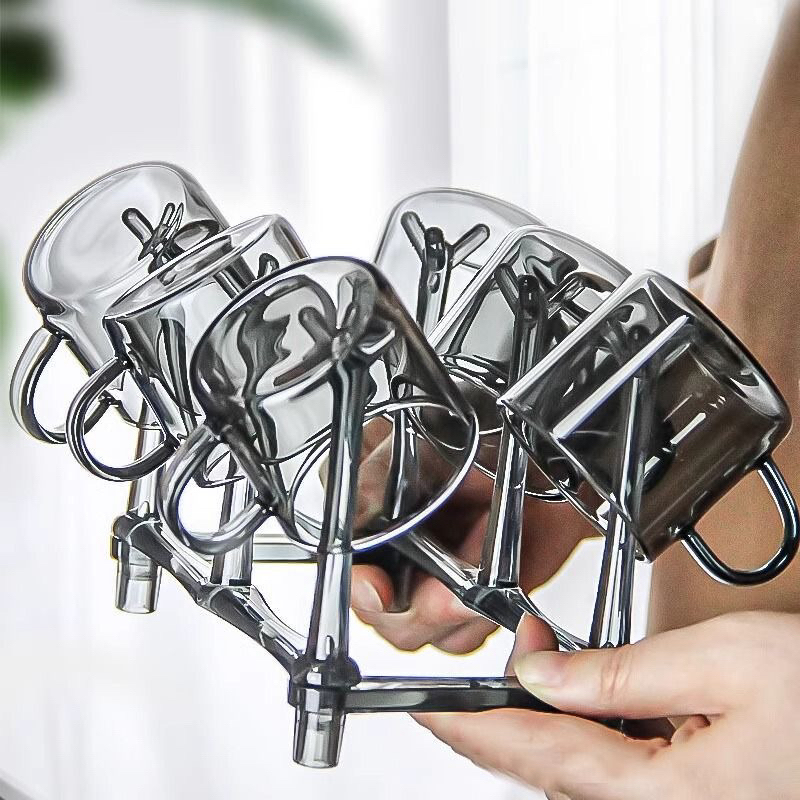 简约烟灰色品杯高硼硅耐热玻璃杯100ml品茗喝茶杯轻奢家用把杯6只