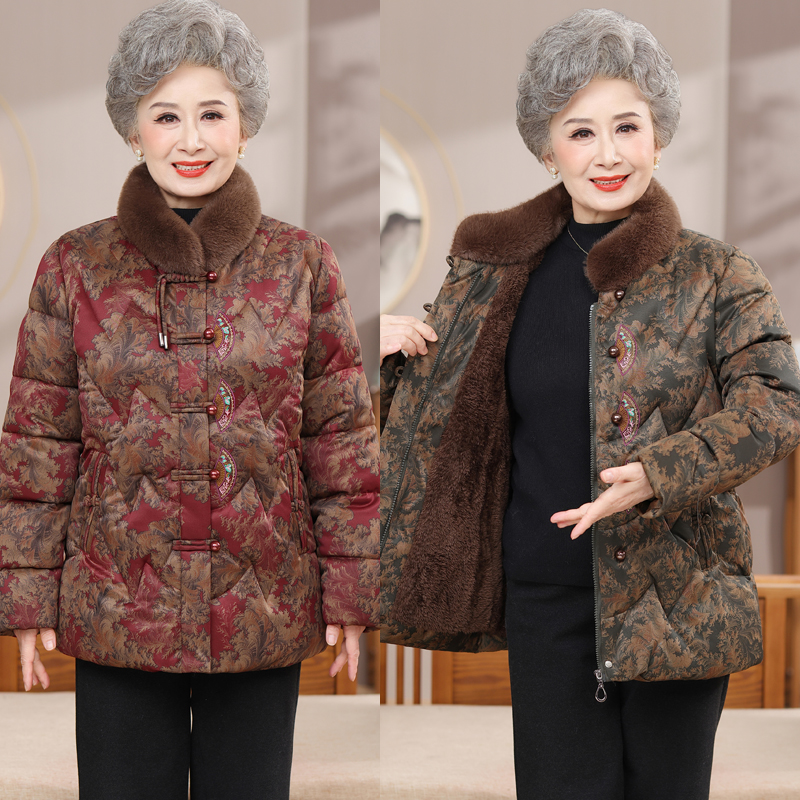 奶奶冬装棉衣女中老年人保暖外套妈妈装棉衣老太太加绒棉袄