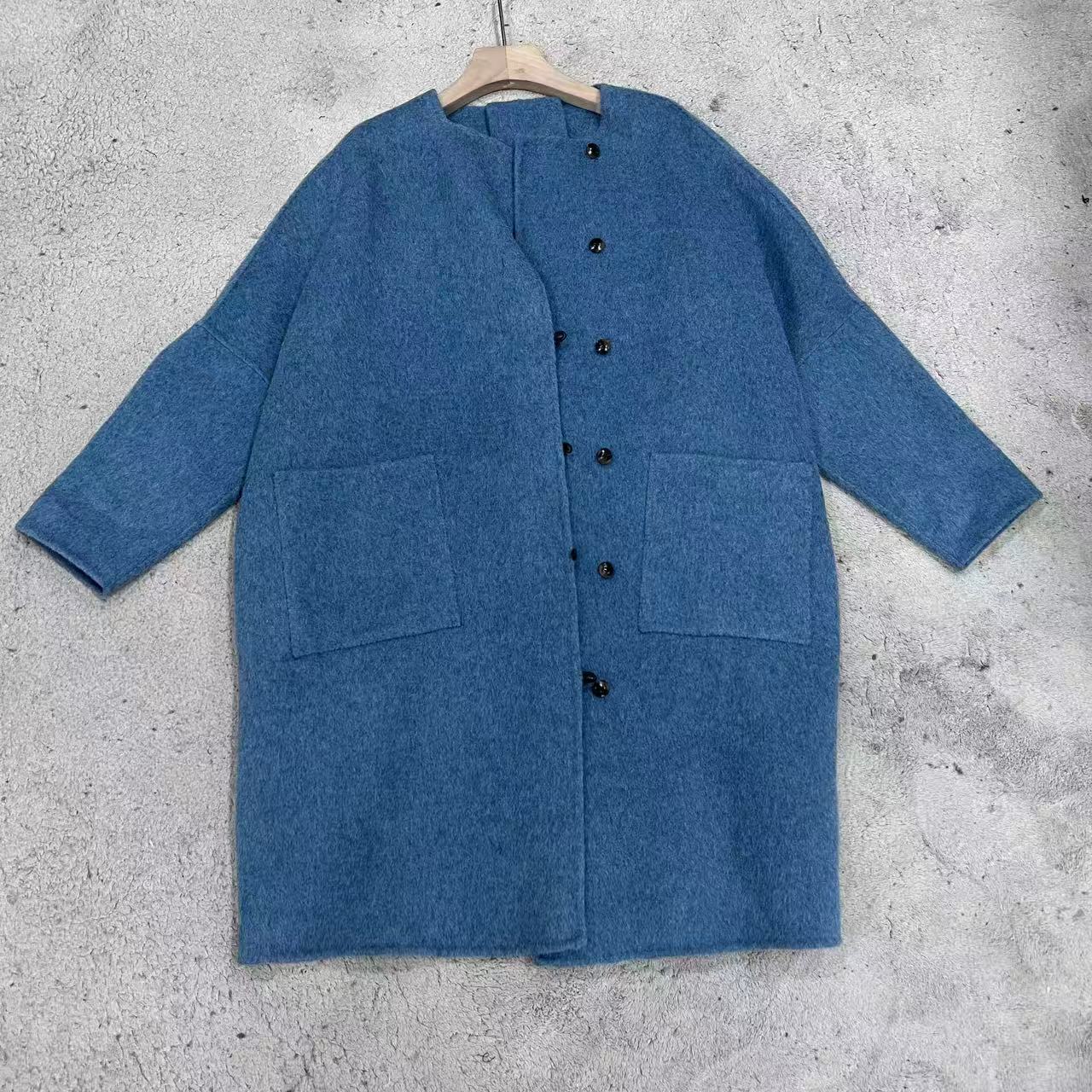 25秋冬韩版文艺设计双面羊毛外套中长款女