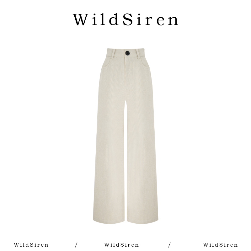 【Wildsiren】秋冬灯芯绒纯色百搭高腰简约时尚直筒休闲裤370057