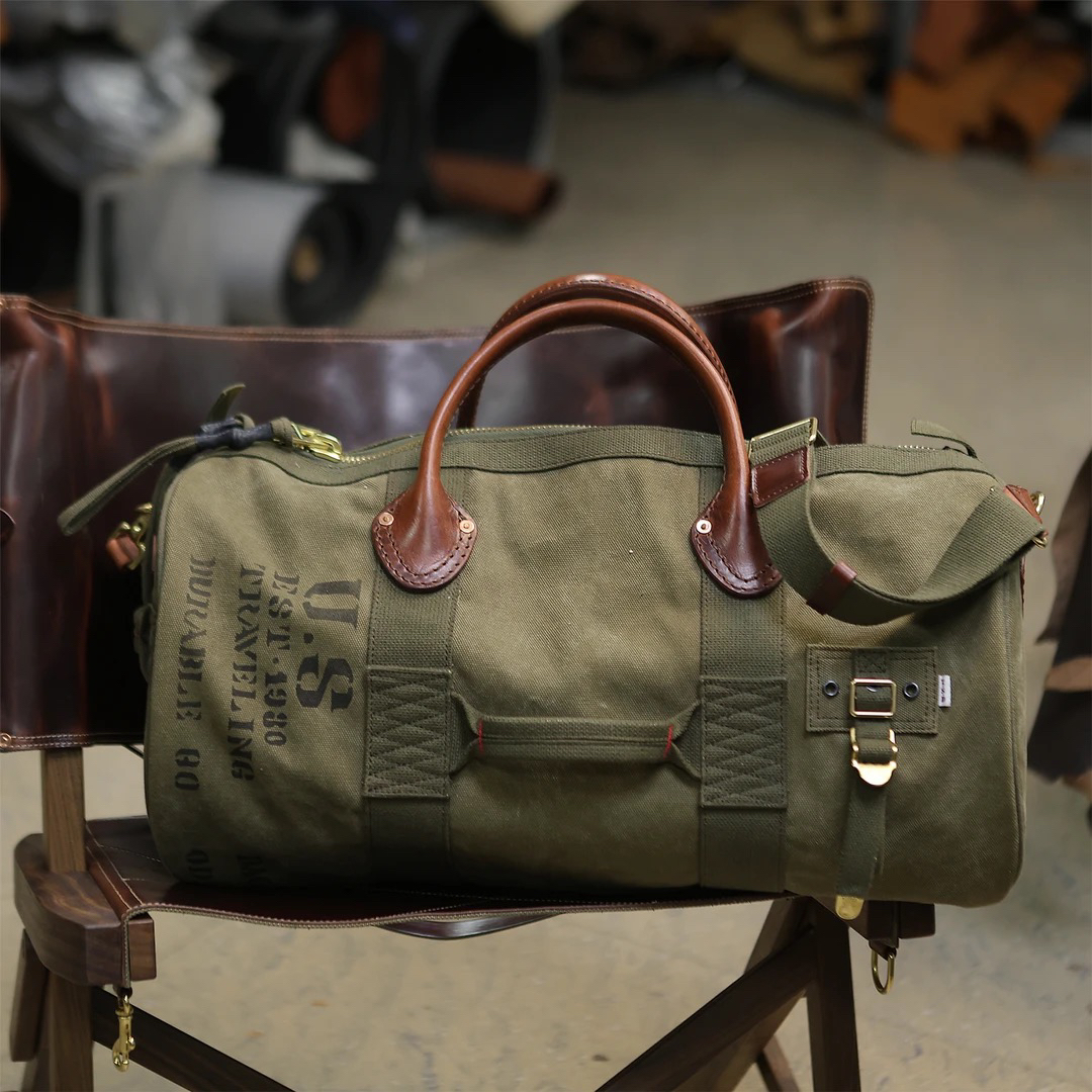 8706经典复古重磅帆布旅行包手提包