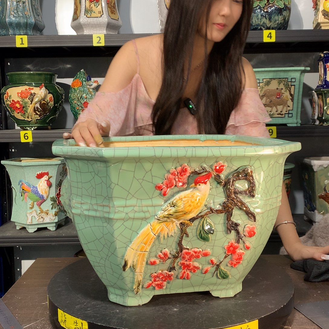 飞***扬高温烧制石湾盆花盆微瑕