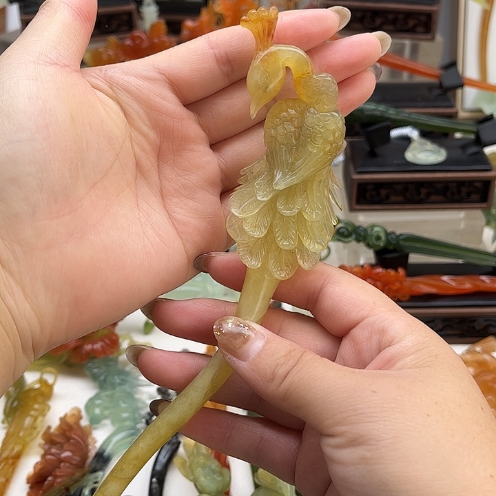 蛇纹石玉岫玉发簪未镶嵌