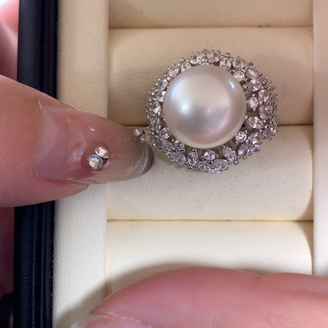 海水珍珠戒指银S925镶嵌