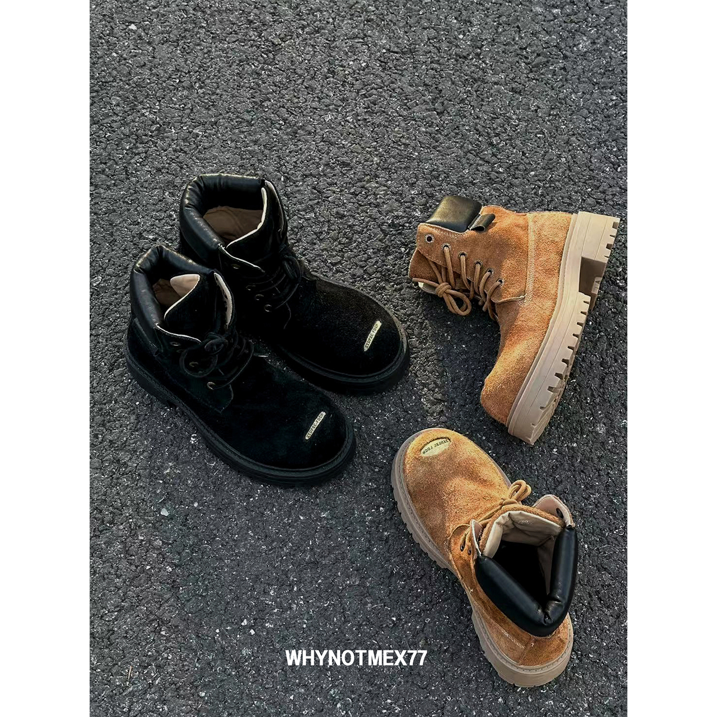 序77新款马丁靴男女同款增高5CM复古大黄靴厚底耐磨户外登山靴子