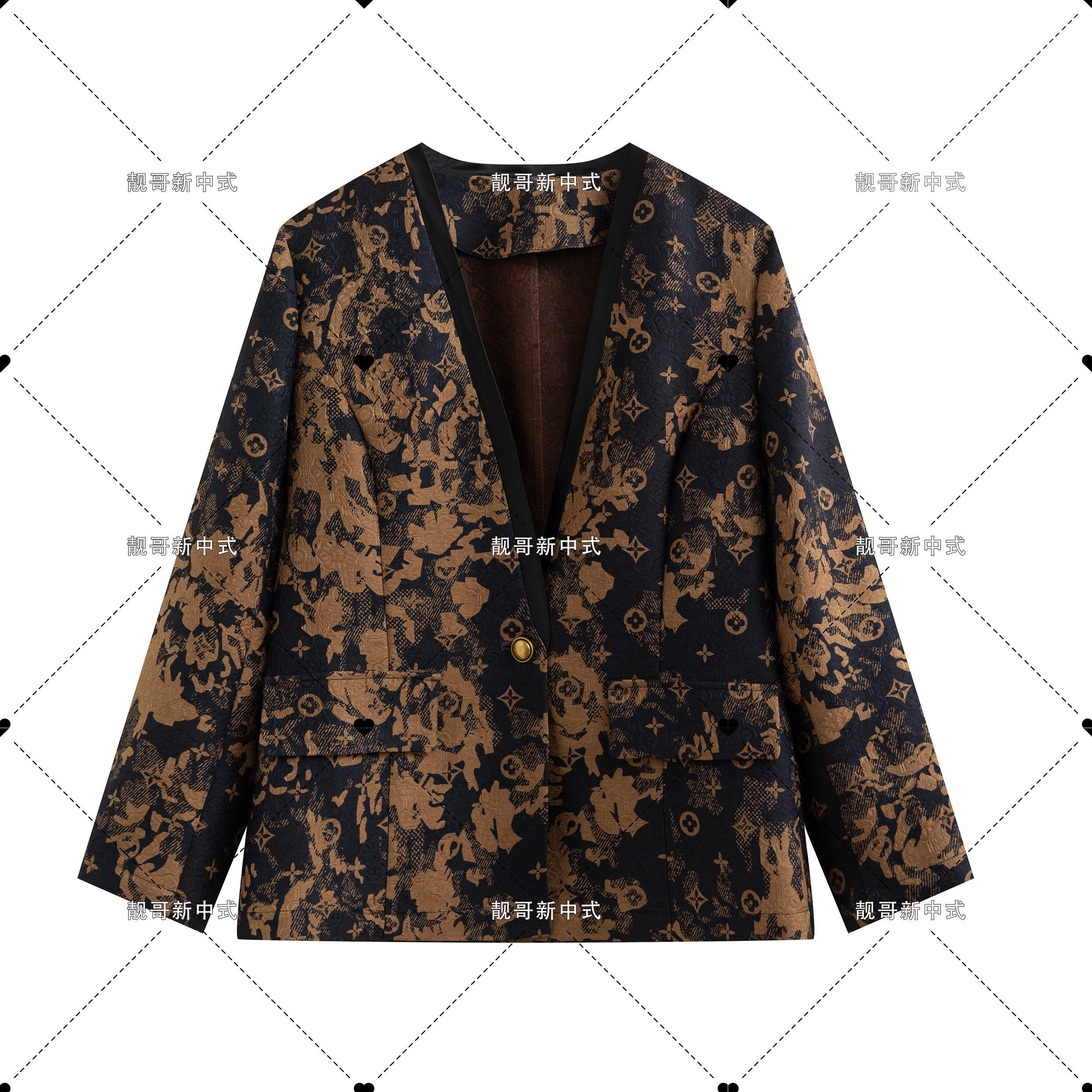 【靓哥新中式】新中式国风老钱花西服外套