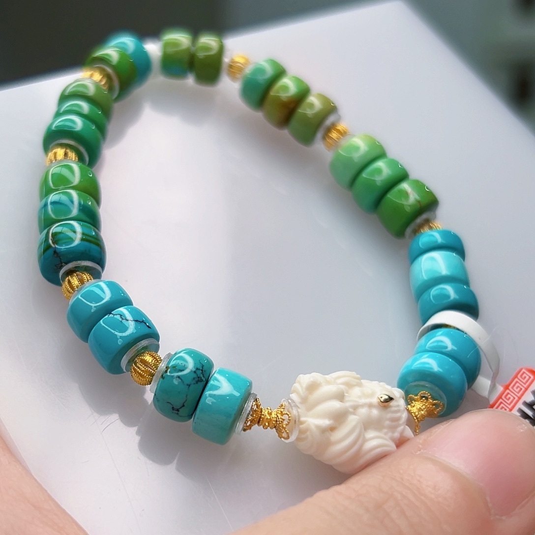 绿松石珠宝奇石18K金镶嵌