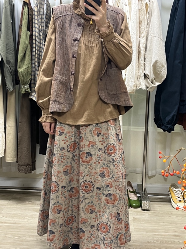 百搭气质感吸睛小众蝴蝶印花半身裙