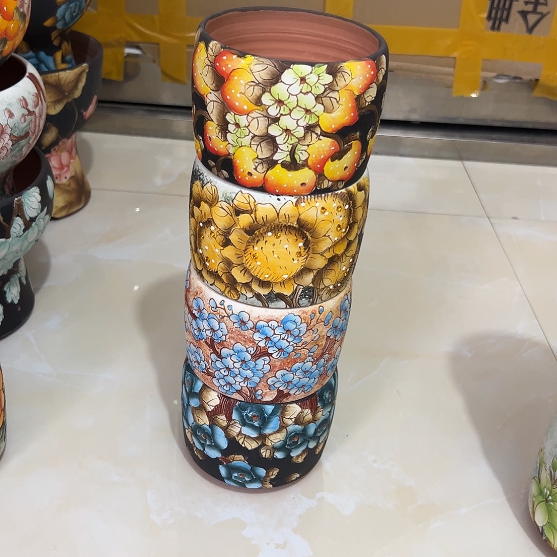 ****儿景德镇炫彩手绘景德镇陶瓷花盆