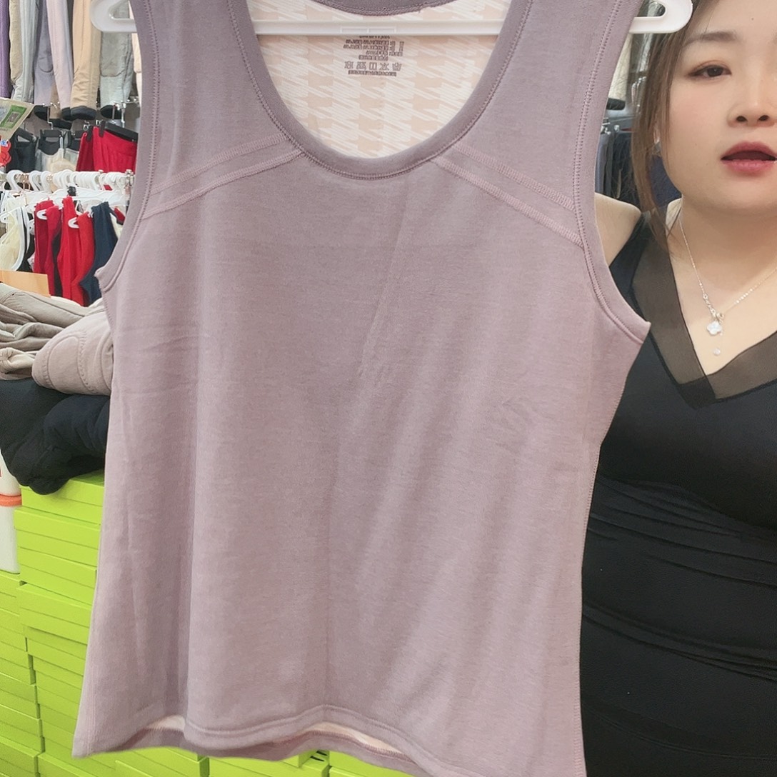 羊羔毛90-125斤女羊毛背心紫