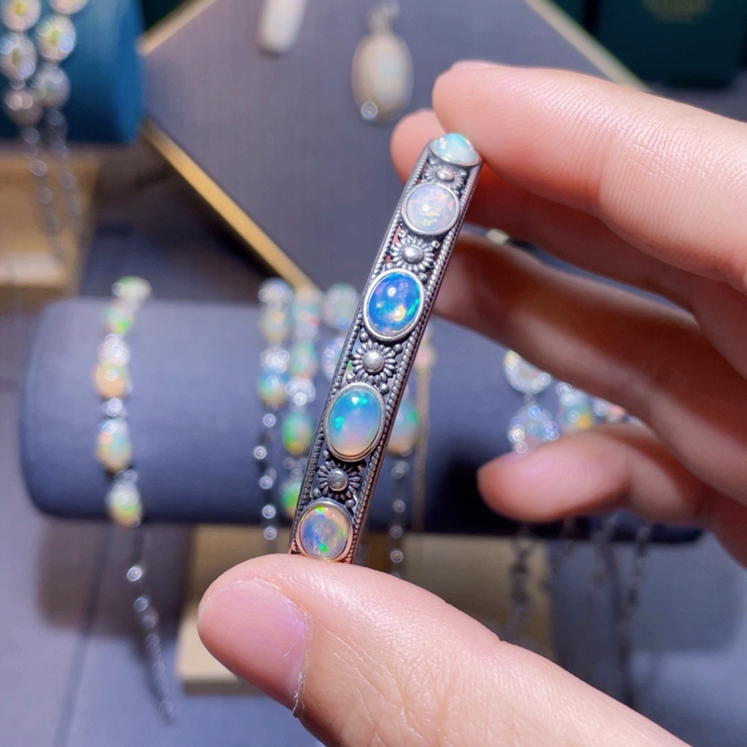 欧泊手镯）银S925镶嵌