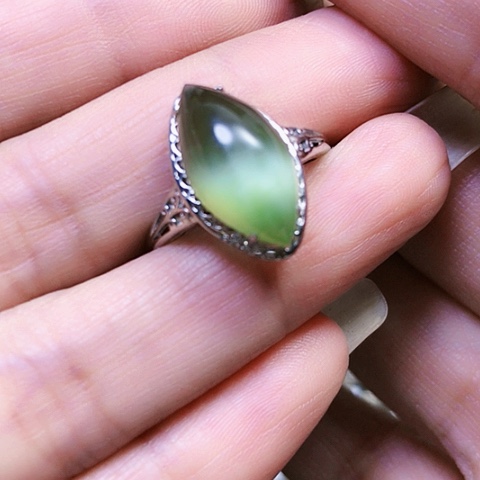 和田玉银S925镶嵌戒指