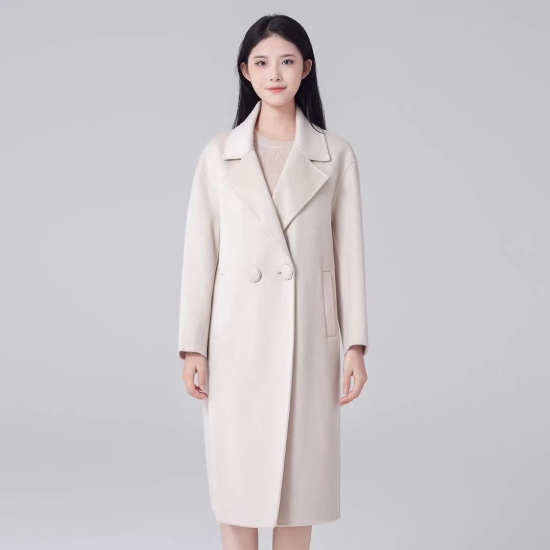 【F5556】韩版休闲时尚双面羊毛大衣女2025秋冬款简约气质外套