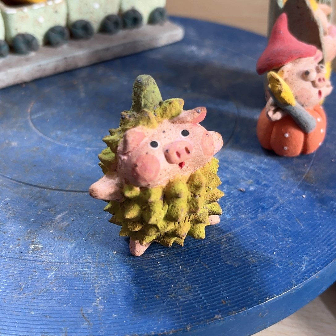 泥塑古镇炻陶花盆