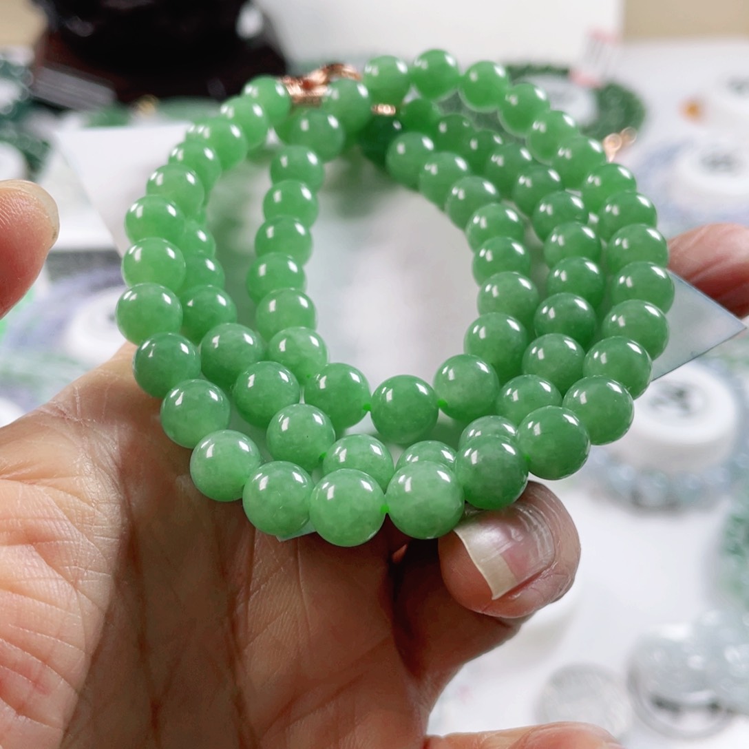 翡翠手链未镶嵌婷**晓天然翡翠项链7.8mm