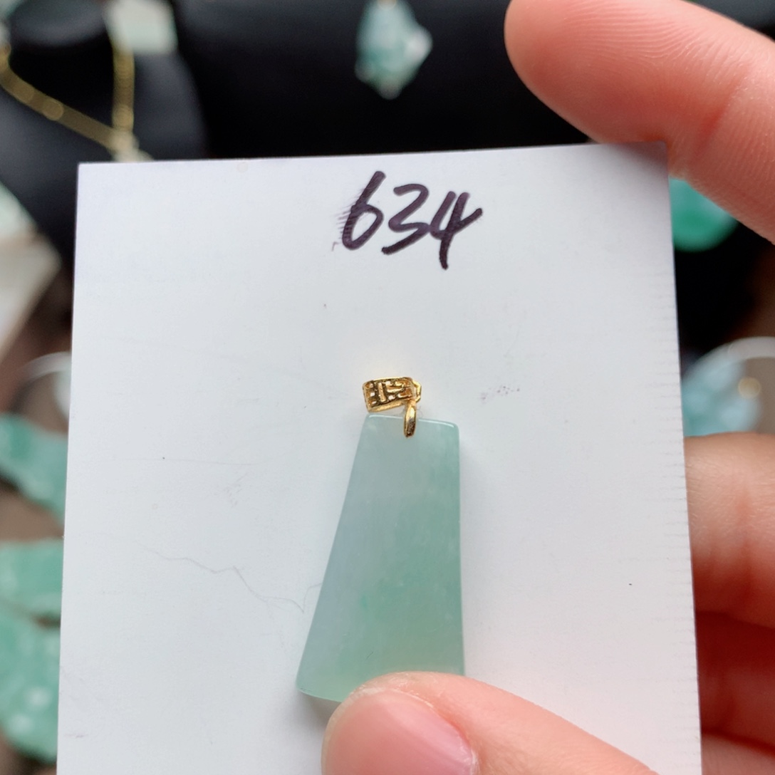 翡翠颈饰银S925镀金镶嵌吊坠
