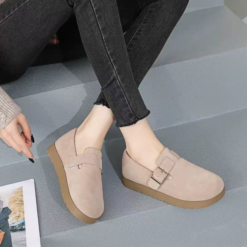 C7065 沙色  时尚舒适低跟圆头2025新款休闲勃肯鞋女单鞋