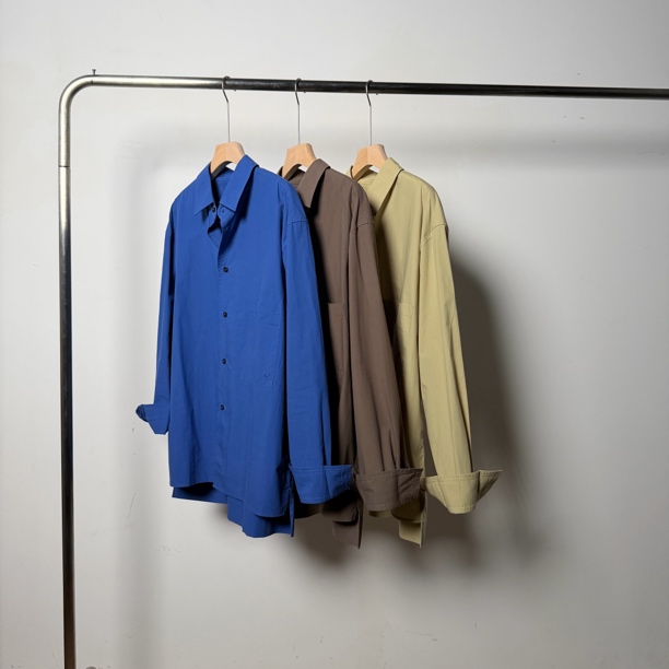 早秋新款宽松设计感高克重纯棉长袖衬衫韩系休闲百搭衬衣外套