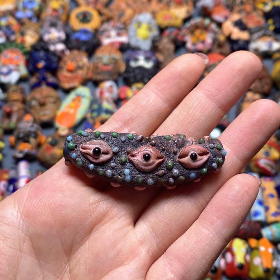 琉璃颈饰印度尼西亚塞浦路斯三眼老琉璃