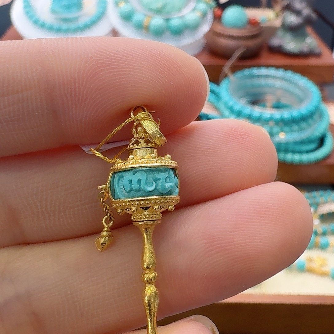 绿松石18K金镶嵌珠宝半成品