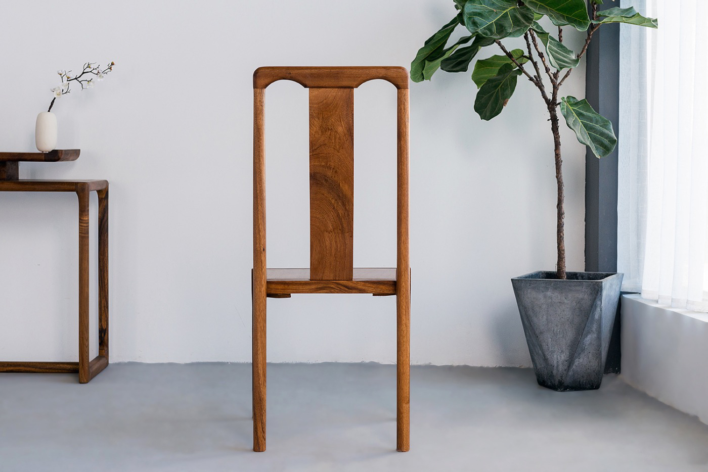 胡桃木月畔餐椅(独板)