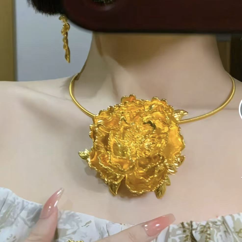 足金999 5D牡丹花吊坠 黄金吊坠司凤同款淑女百搭（不含链）