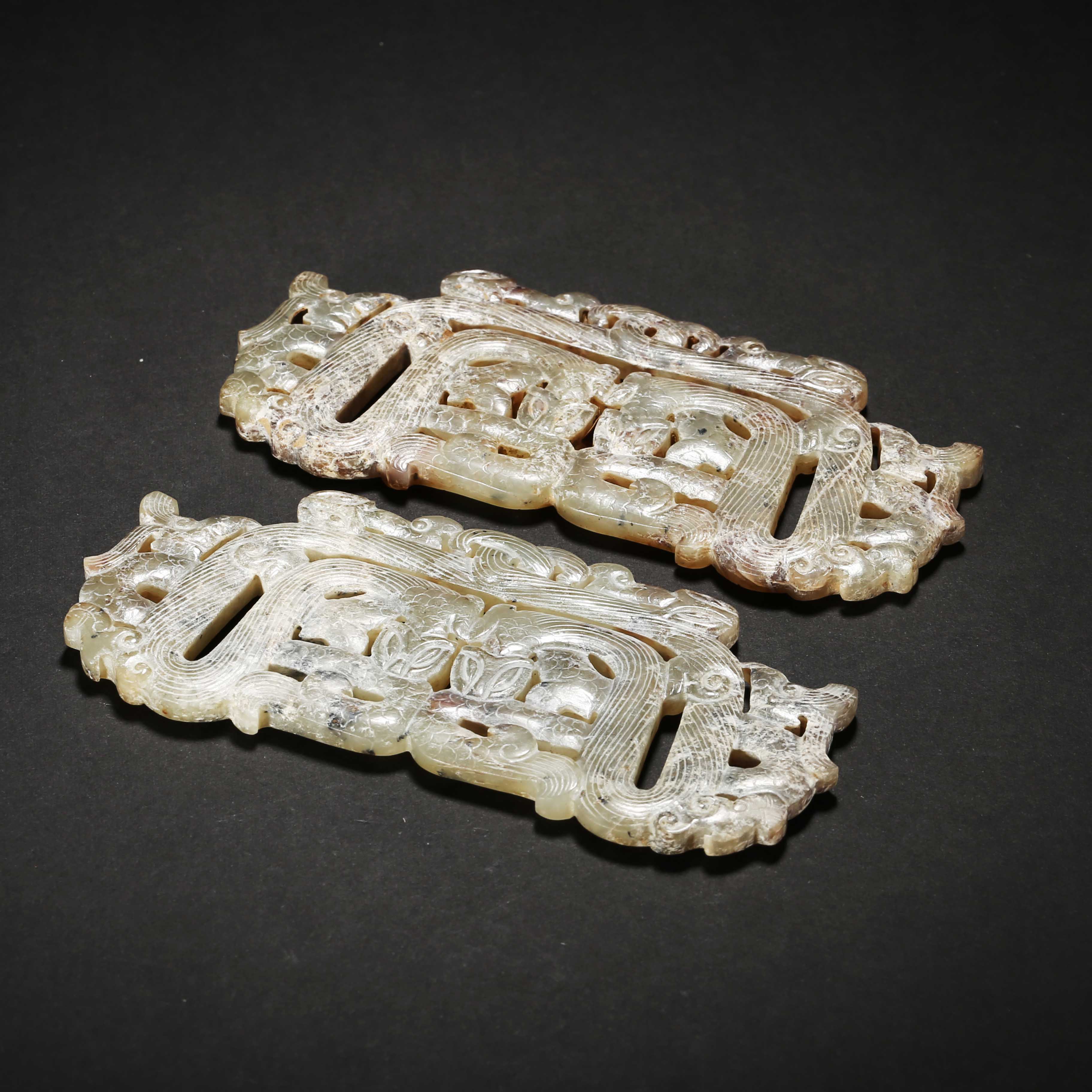 明代/青玉透雕龙佩一组/JXZW25051922/收藏/【济文阁】