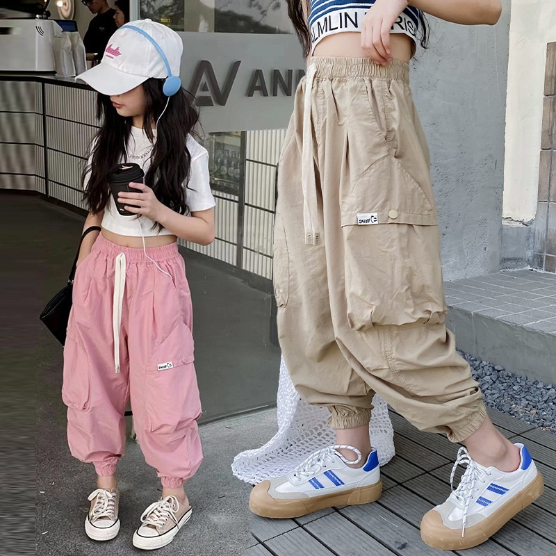 女童工装裤夏季2025新款大童夏天宽松百搭裤子儿童洋气女孩休闲裤
