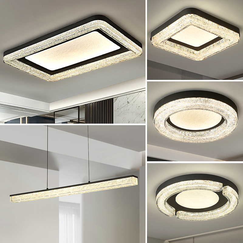 现代简约轻奢客厅灯意式极简高端树脂长方形吸顶灯护眼中山卧室灯