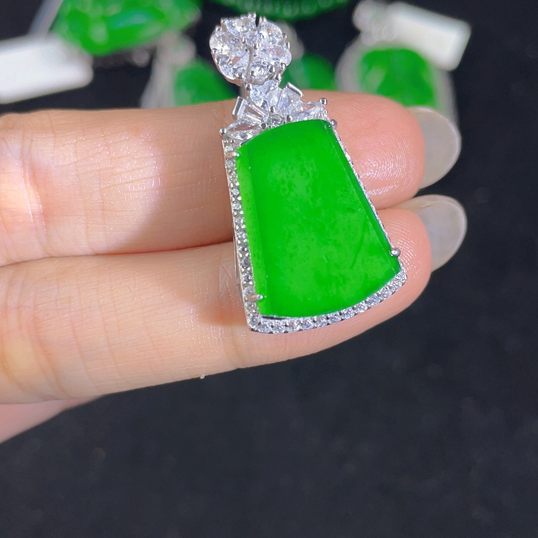 翡翠吊坠(不含链)银S925镶嵌