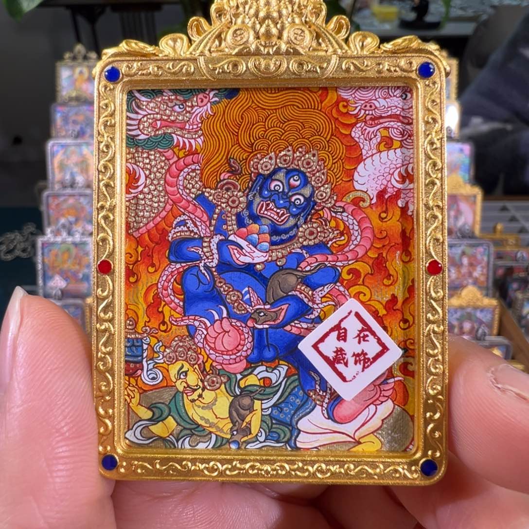 吊坠热贡纯手绘唐卡黑c