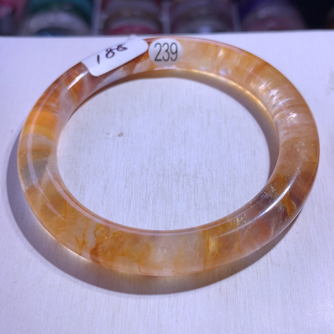 银S925镶嵌手镯水晶黄胶花60.3圈239