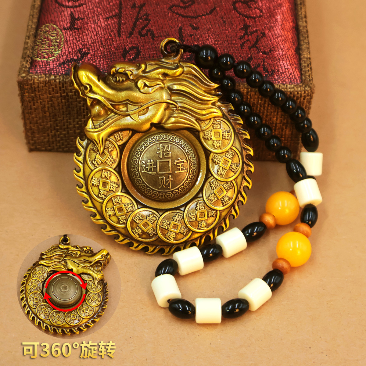 创意黄铜龙牌手把件生肖龙【招财掌财龙】招财进宝转运随身创意摆件