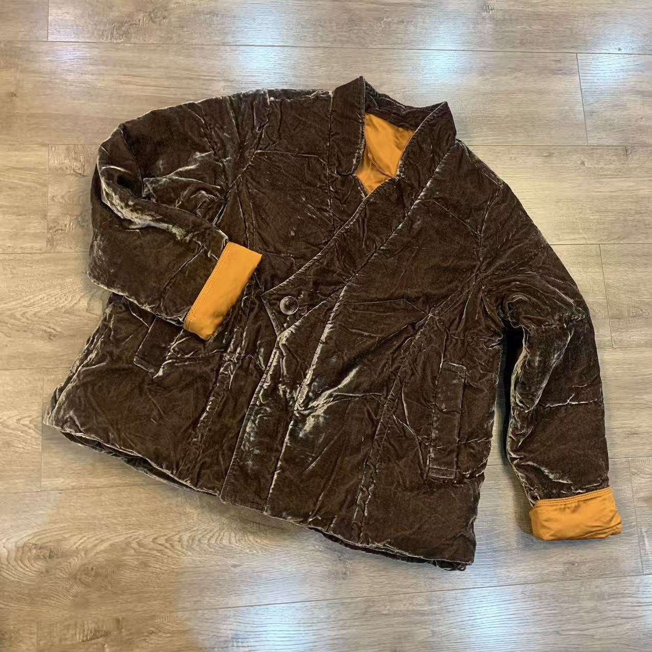 （现货）无弹力丝绒和服领羽绒服