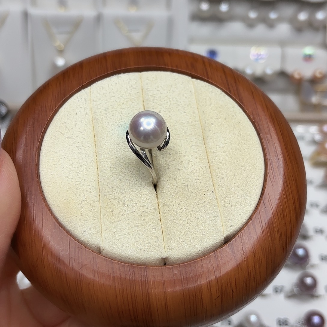 栖***贝淡水珍珠戒指银S925镶嵌