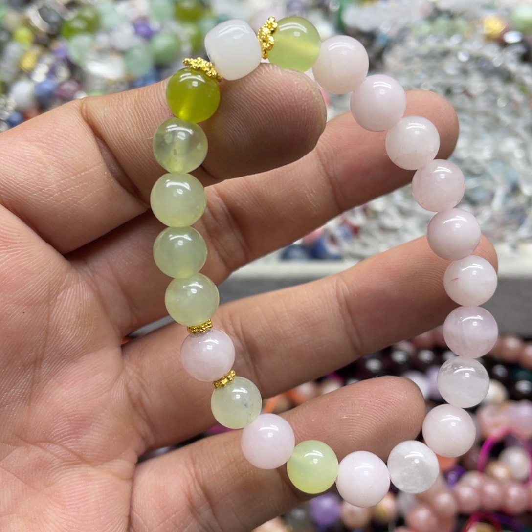 烟晶手链银S800镀金镶嵌
