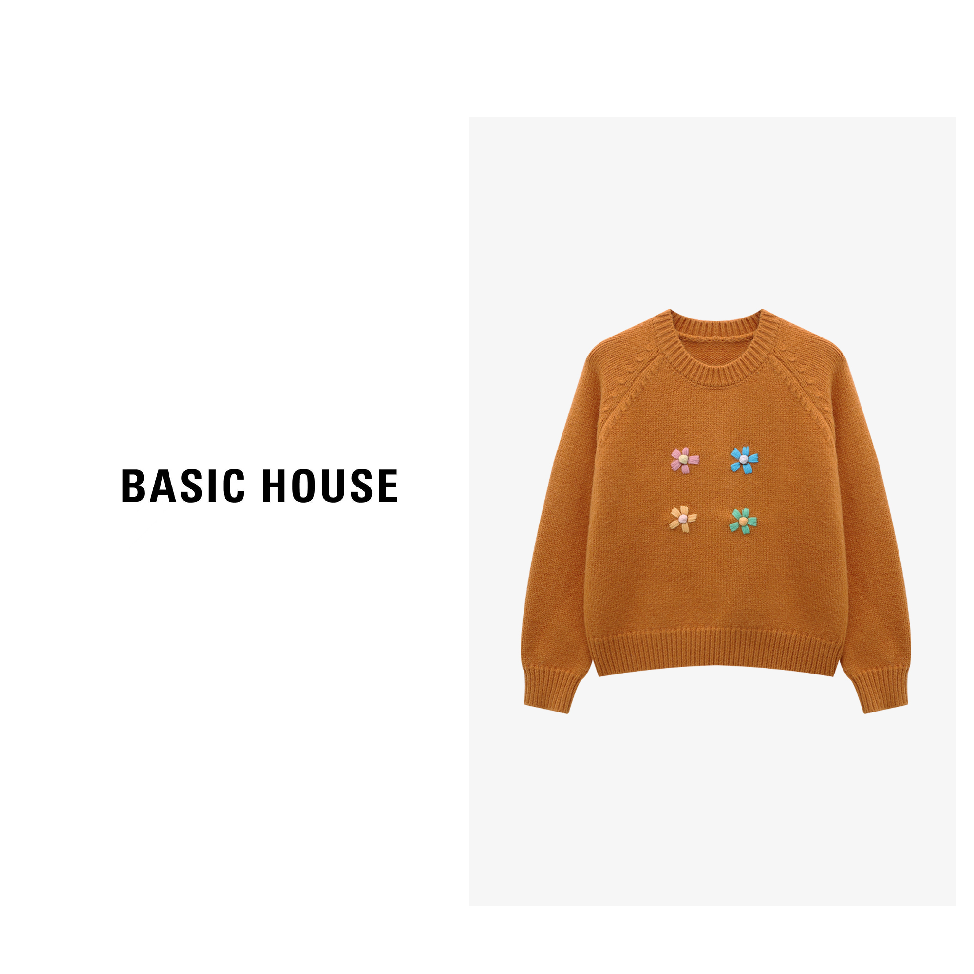 Basic House/百家好针织时尚休闲宽松圆领秋冬毛衣-B0625B5LOX2