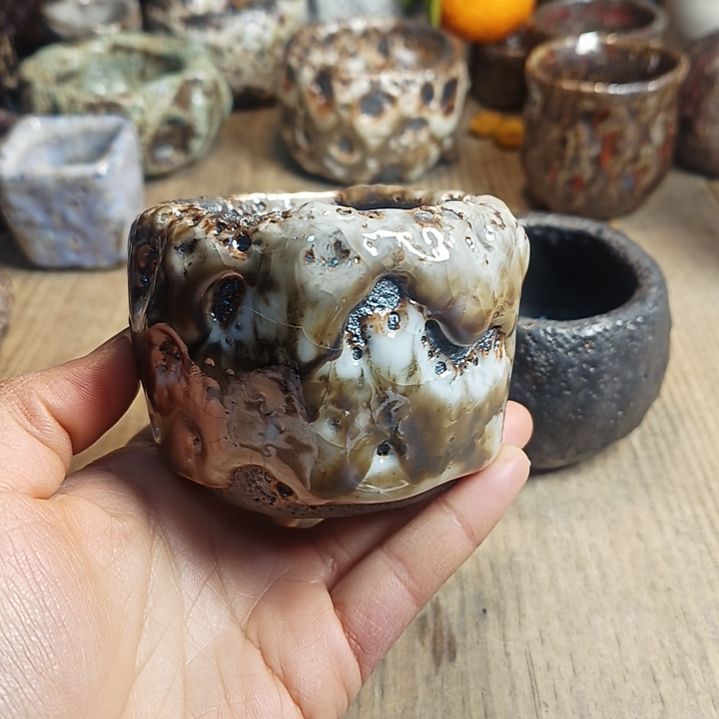 志野柴烧手捏主人杯古**风