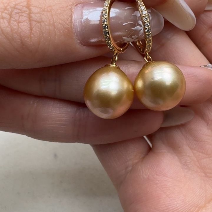 银S925镶嵌海水珍珠耳饰