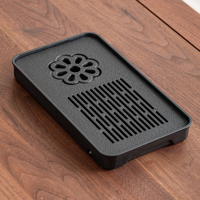 茶盘32*18家用简约小型仿乌金石干泡盘两用人造石沥水泡台茶托盘