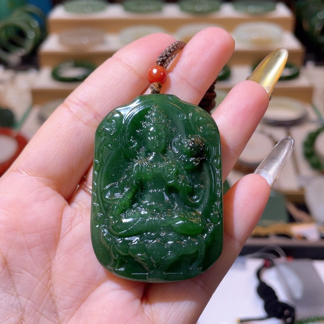 和田玉高品碧玉度母未镶嵌
