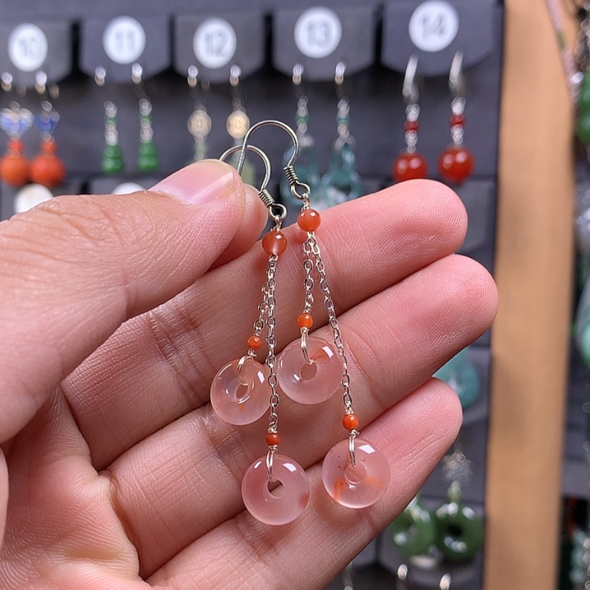 【闪购商品】南红玛瑙耳饰银S925镶嵌