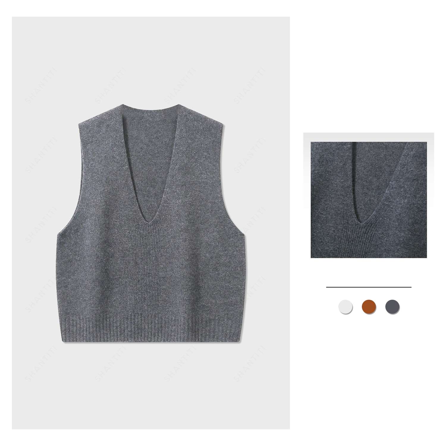 『外贸单羊毛马甲』秋冬女大V领百搭神器针织可叠穿外搭慵懒风马甲 