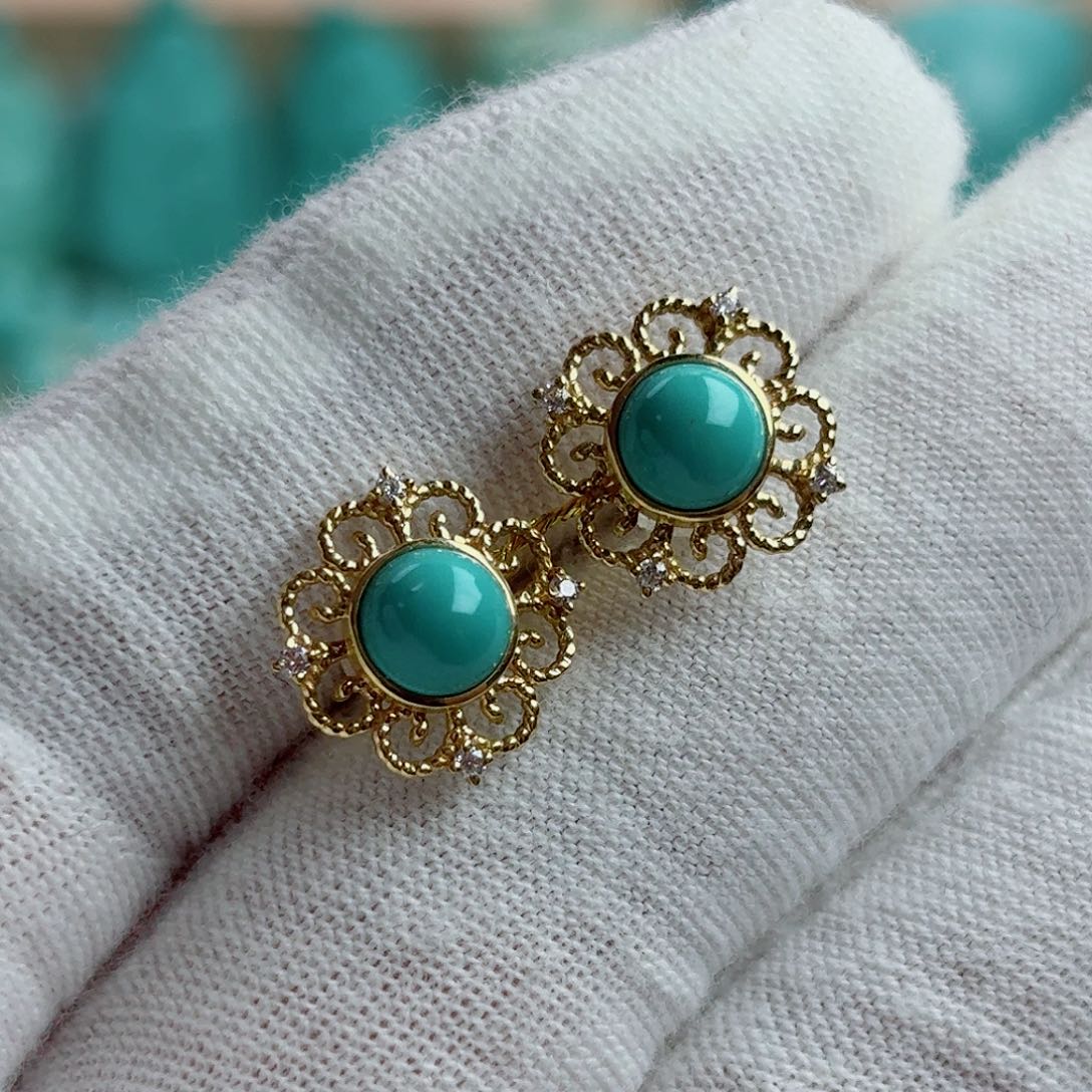 绿松石18K金镶嵌珠宝奇石