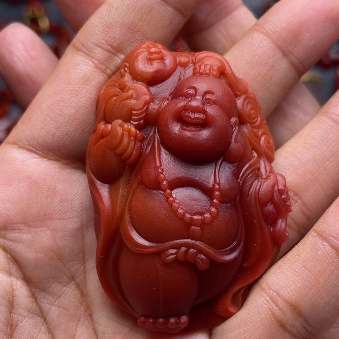 南红玛瑙未镶嵌珠宝奇石童子闹佛吊坠